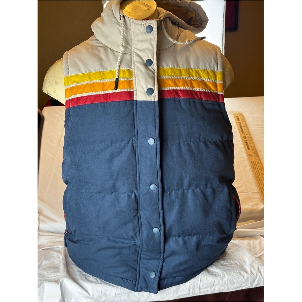 YoColorado Epic Fader Hooded Puffer Vest XXL Retro Ski Colorado Striped